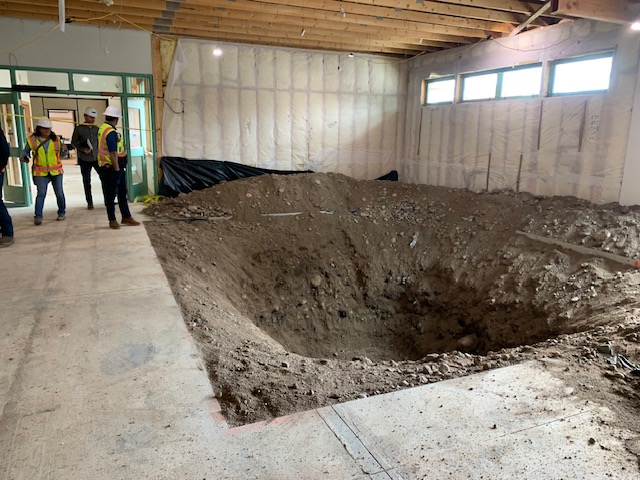 Elevator pit hole excavation