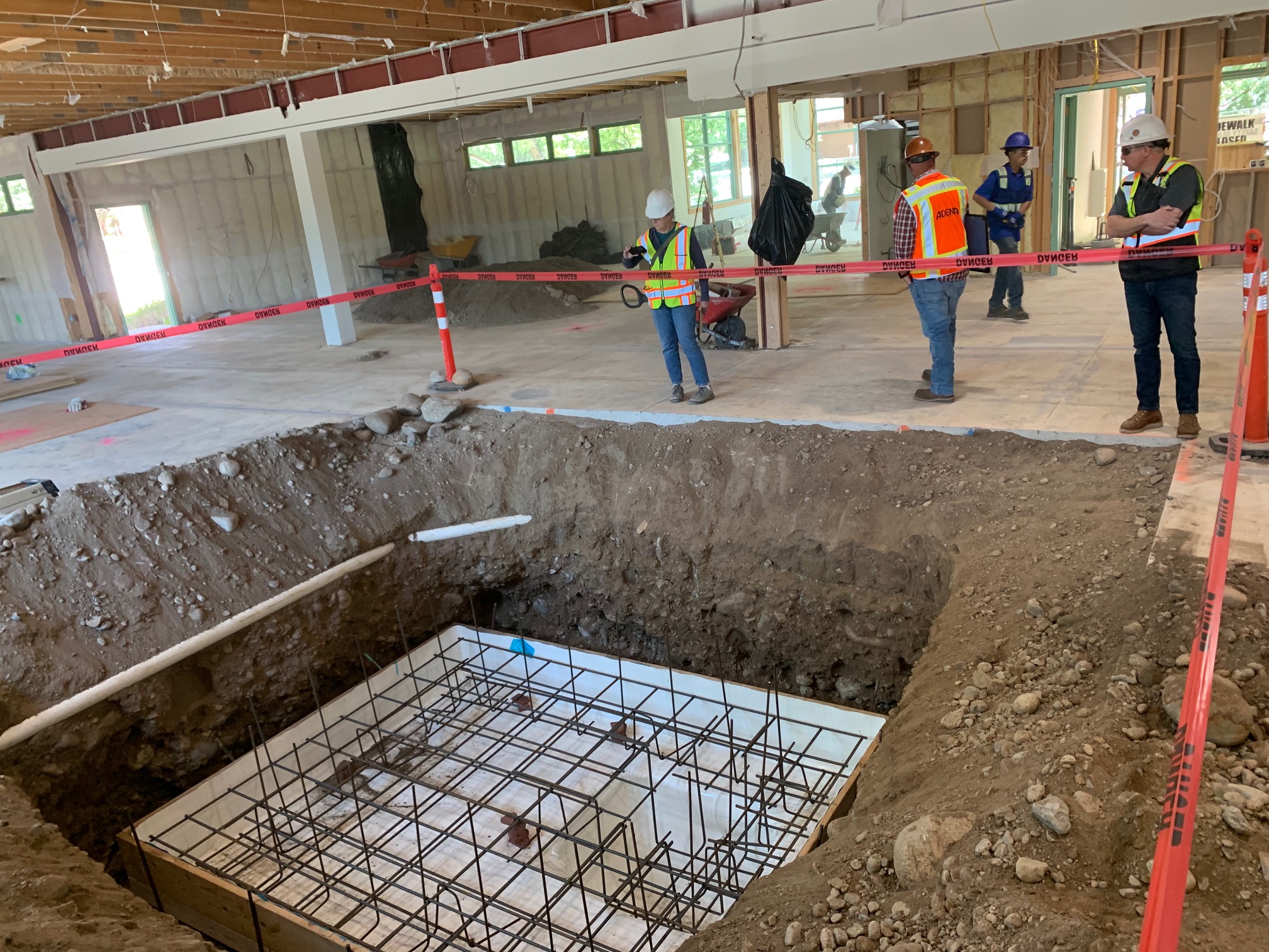 Waterproof base with rebar.