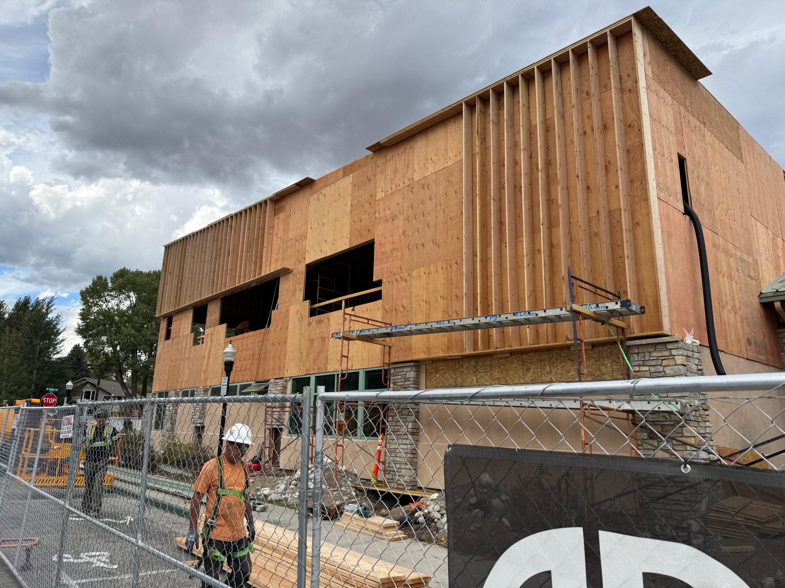 Exterior of 2nd floor bump-out being constructed.