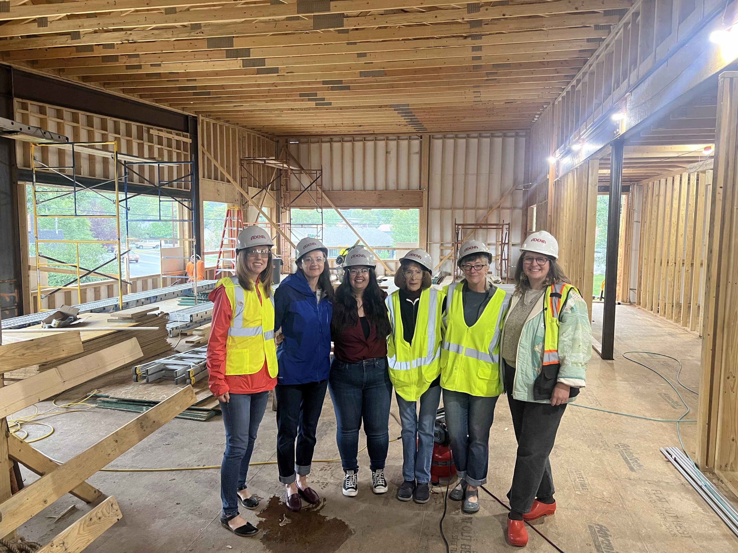 Library staff visit the construction site
