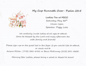 Ladies Tea event flyer.